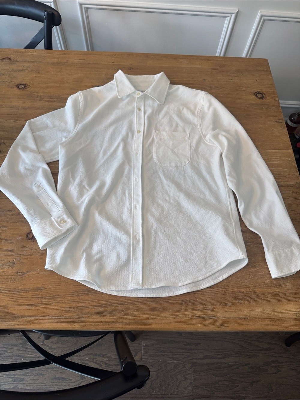 Zara White / cream Long-Sleeve Button-Up Shirt